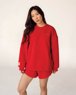 Oversized Crewneck Sweatshirt (Cherry)