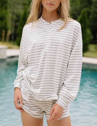 Long Sleeve Striped Henley