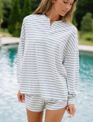 Long Sleeve Striped Henley