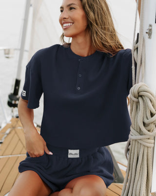 Short Sleeve Waffle Henley