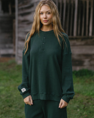 Long Sleeve Waffle Henley