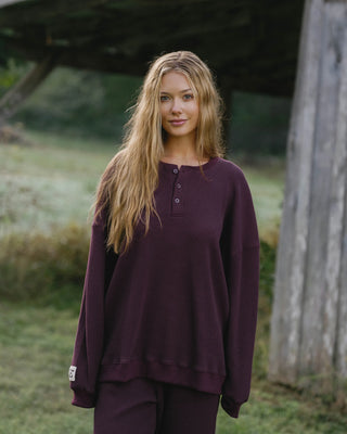 Long Sleeve Waffle Henley
