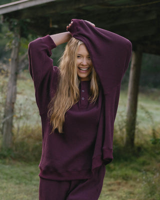 Long Sleeve Waffle Henley