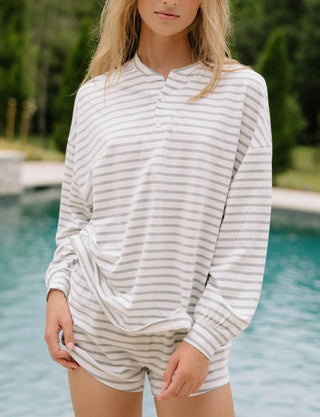 Long Sleeve Striped Henley
