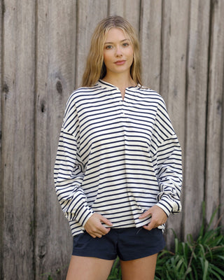 Long Sleeve Striped Henley
