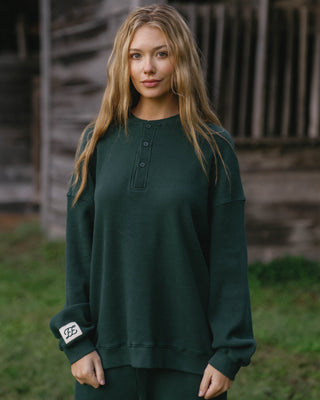 Long Sleeve Waffle Henley
