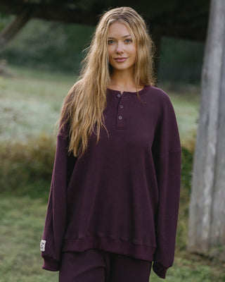 Long Sleeve Waffle Henley
