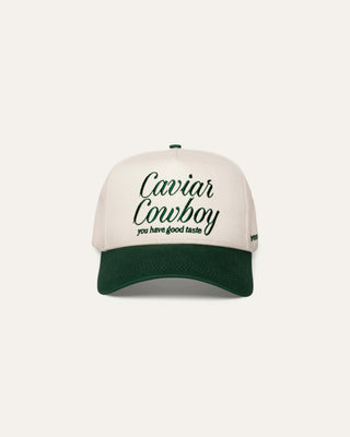 Caviar Cowboy Cap (Beige & Forest Green)
