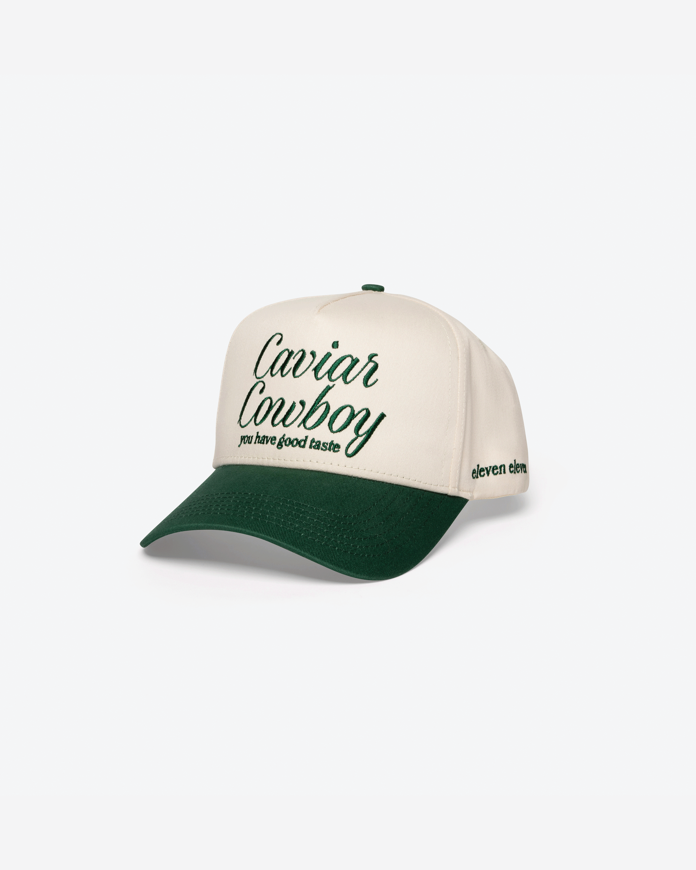 Caviar Cowboy Cap (Beige & Forest Green)