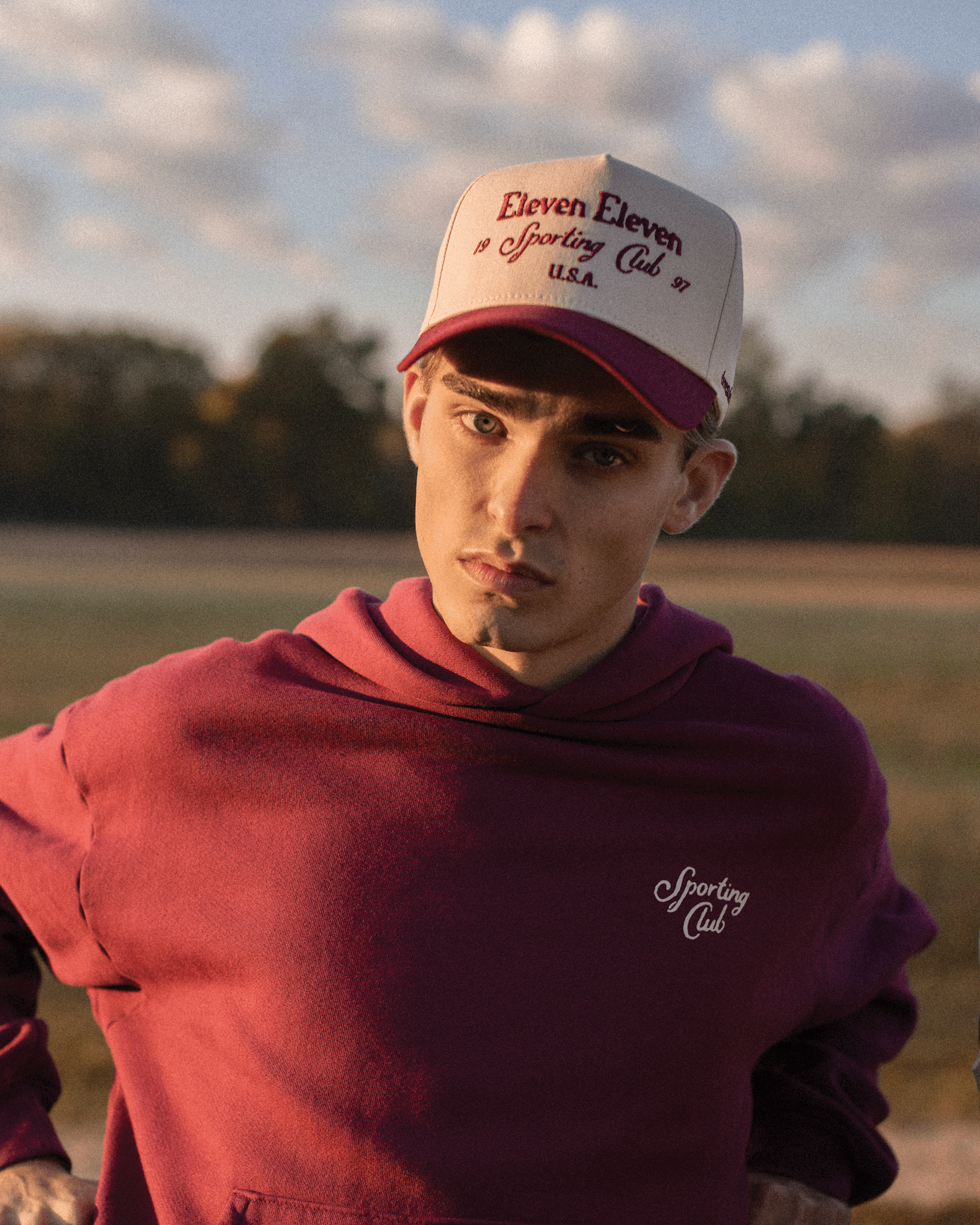 Sporting Club Cap (Beige & Maroon)