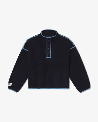 Denim Trim Fleece Pullover
