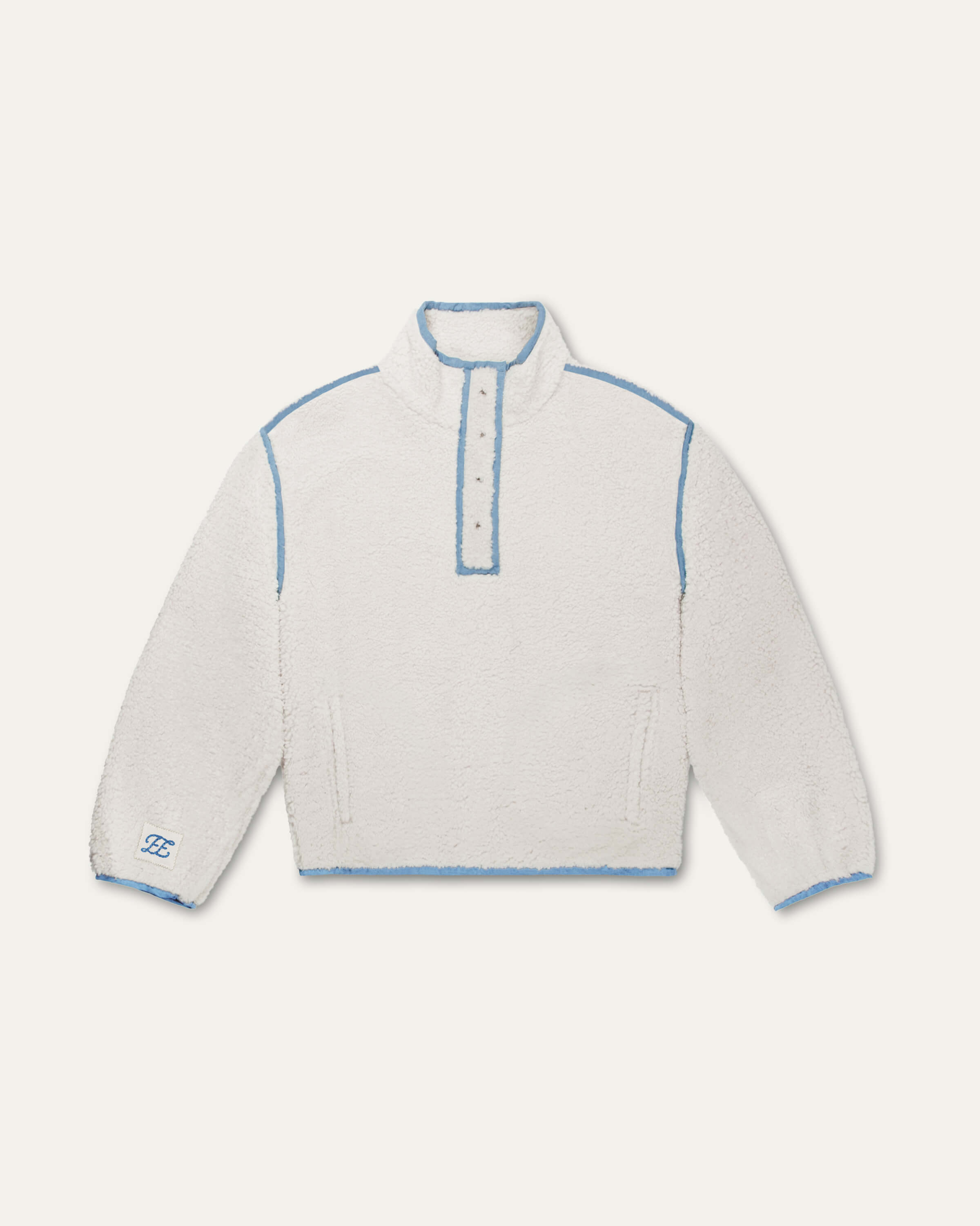 Denim Trim Fleece Pullover