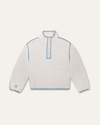 Denim Trim Fleece Pullover
