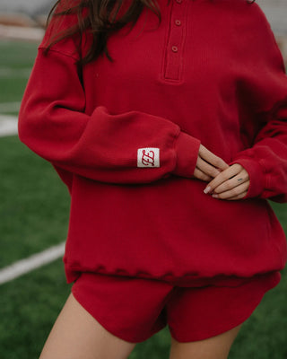 Long Sleeve Waffle Henley
