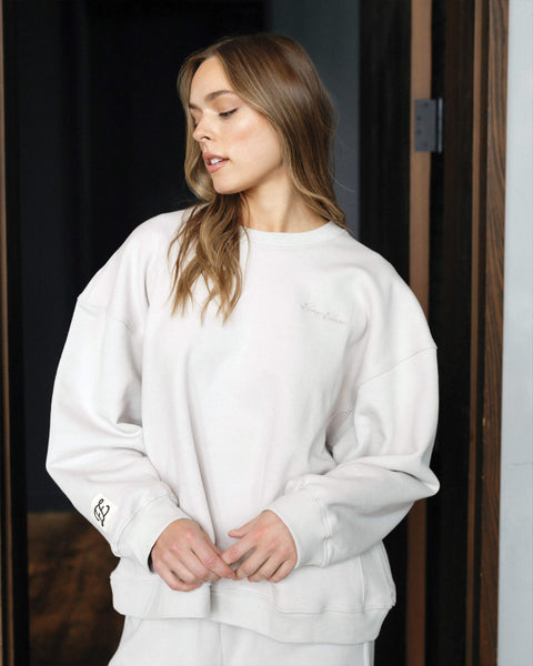 Oversized French Terry Crewneck in Stone – Eleven Eleven