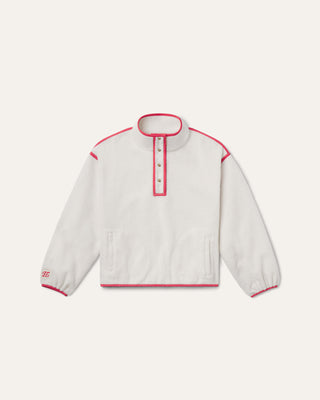 Denim Trim Fleece Pullover
