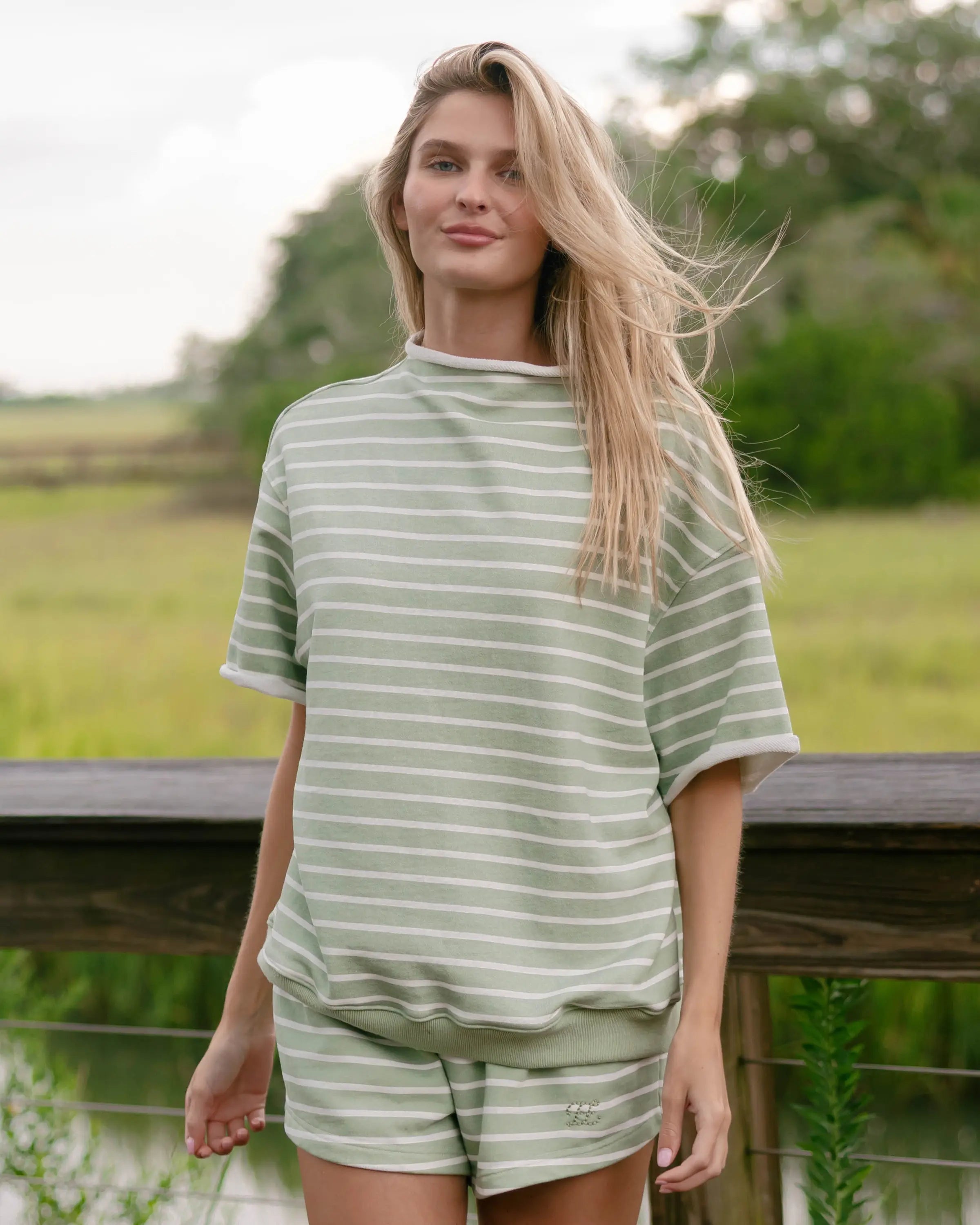 Short Sleeve Roll Neck Sweatshirt