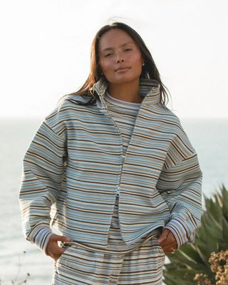 Striped Funnel Neck Double Zip
