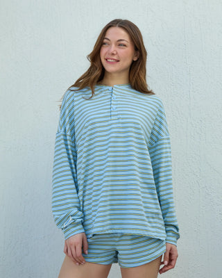Long Sleeve Striped Henley
