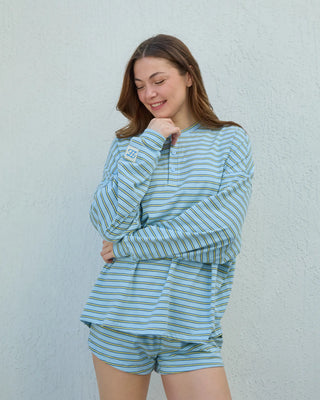 Long Sleeve Striped Henley
