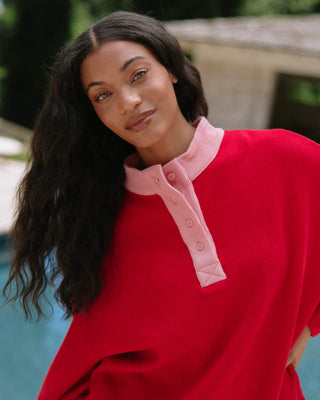 Long Sleeve Waffle Henley Mockneck
