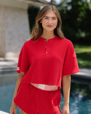 Short Sleeve Waffle Henley
