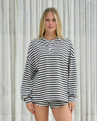 Long Sleeve Striped Henley
