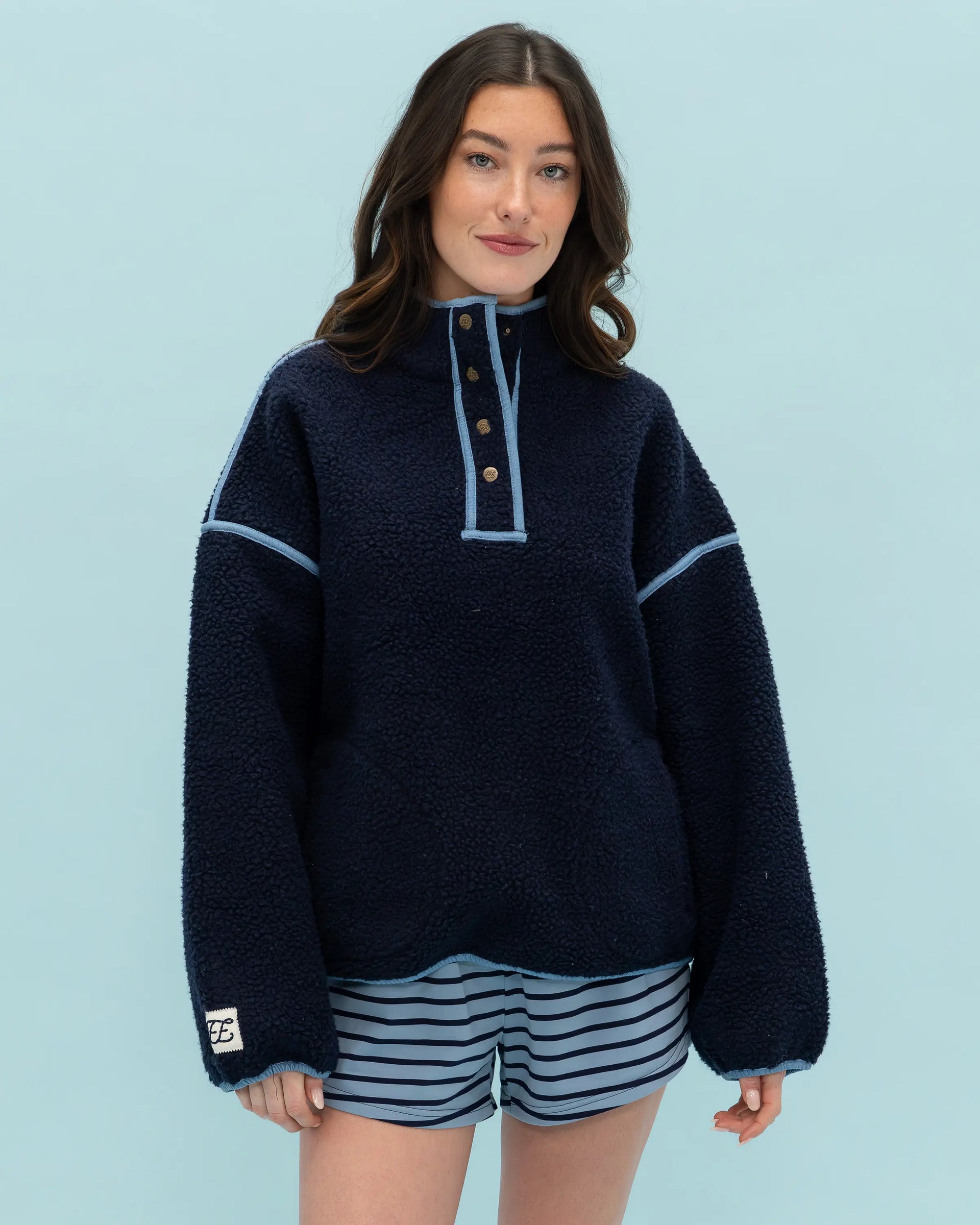 Denim Trim Fleece Pullover – Eleven Eleven