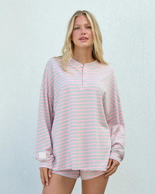 Long Sleeve Striped Henley
