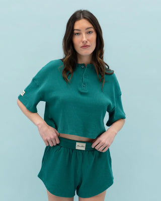 Short Sleeve Waffle Henley
