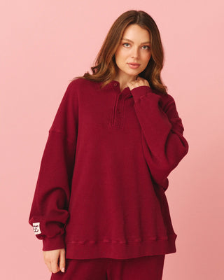 Long Sleeve Waffle Henley
