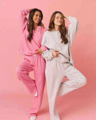 Long Sleeve Waffle Henley
