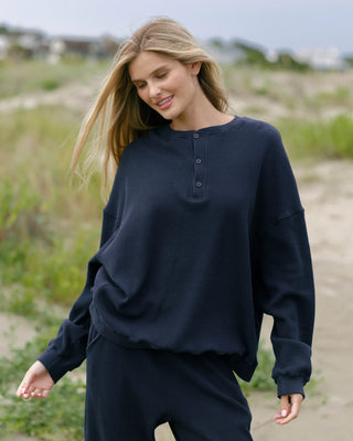 Long Sleeve Waffle Henley
