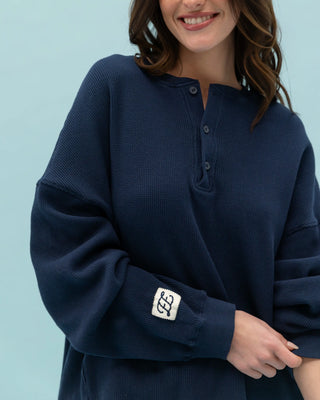 Long Sleeve Waffle Henley
