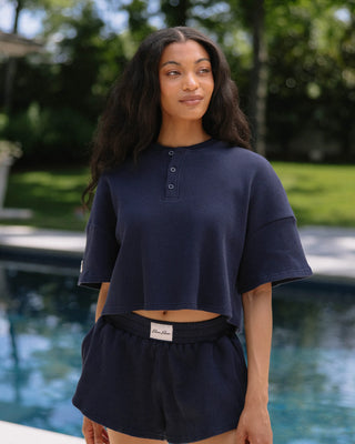 Short Sleeve Waffle Henley
