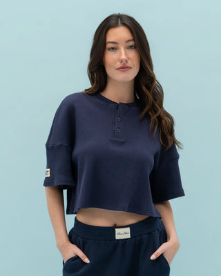 Short Sleeve Waffle Henley
