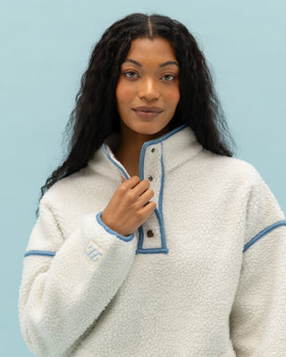 Denim Trim Fleece Pullover
