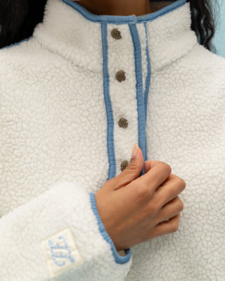 Denim Trim Fleece Pullover
