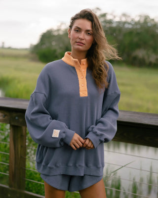Long Sleeve Waffle Henley Mockneck
