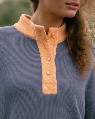 Long Sleeve Waffle Henley Mockneck
