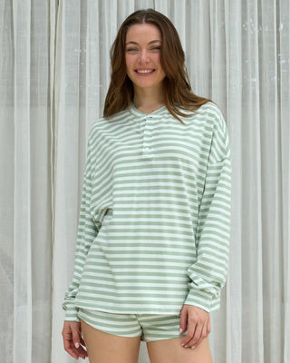 Long Sleeve Striped Henley
