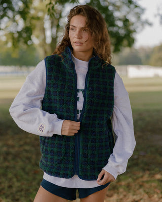 Plaid Fleece Vest
