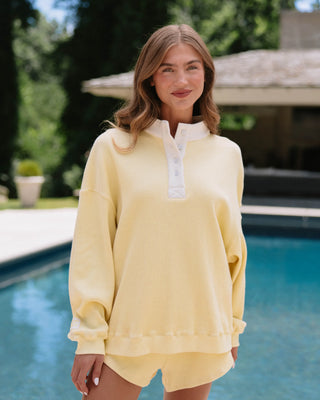 Long Sleeve Waffle Henley Mockneck
