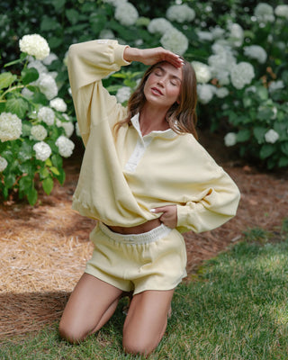 Long Sleeve Waffle Henley Mockneck
