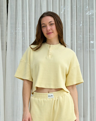 Short Sleeve Waffle Henley
