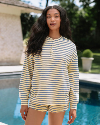 Long Sleeve Striped Henley
