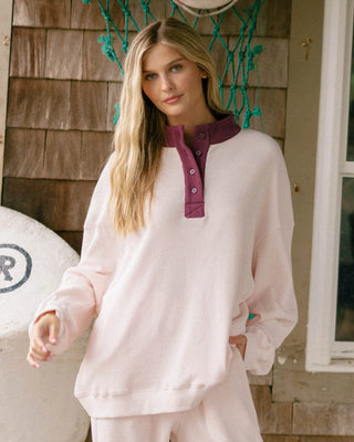 Long Sleeve Waffle Henley Mockneck
