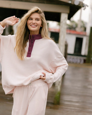 Long Sleeve Waffle Henley Mockneck
