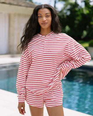 Long Sleeve Striped Henley
