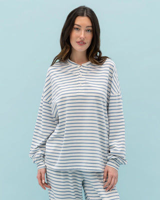 Long Sleeve Striped Henley
